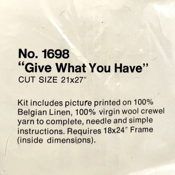 Vintage Bucilla Flavia Needlepoint Kit GIVE WHAT YOU HAVE 21x27 No. 1698 NEW DS - Picture 3 of 4